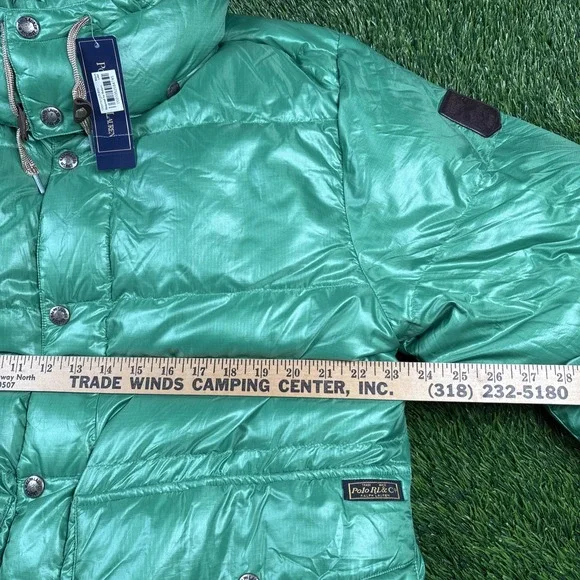 NEW Vintage Polo RALPH LAUREN Detachable Hood Down Jacket Green Mens L NOS